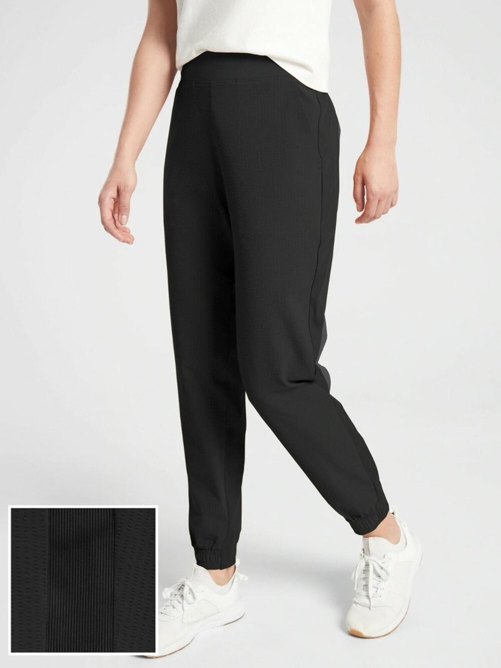Athleta Textured Brooklyn Jogger Lounge Active Pants Black Pull On Size 6